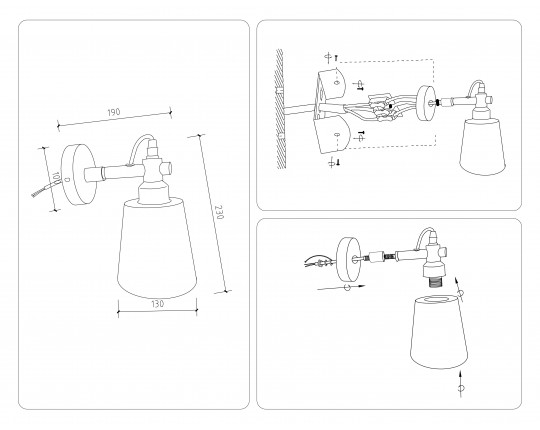  Настенный светильник со сменной лампой TR82212 WH/LW белый/светлое дерево E27 max 40W 230*130*190