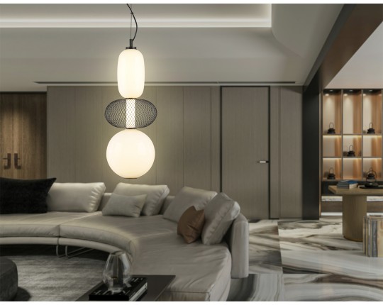  Подвесной светодиодный светильник LH11008 BK/FR черный/белый матовый 24W 3000K D220*570