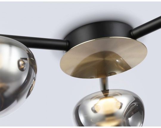  Потолочный светодиодный светильник LH12006/3 BK/GD/SM черный/золото/дымчатый 18W 3000K D640*170