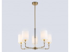  Люстра на штанге с абажурами LH71500/5 BS/FR латунь/белый матовый E14*5 max 40W D680*640