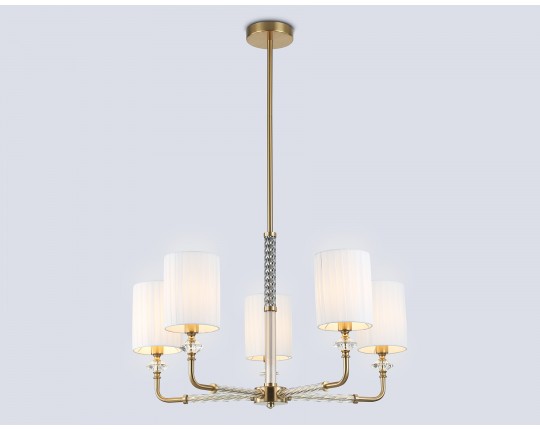  Люстра на штанге с абажурами LH71500/5 BS/FR латунь/белый матовый E14*5 max 40W D680*640