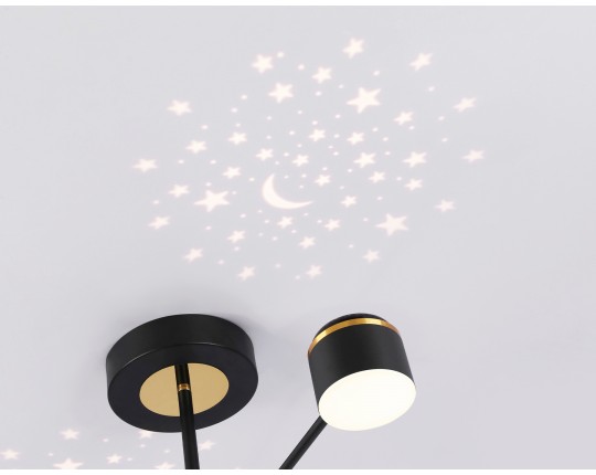  Потолочный светодиодный светильник с пультом FL51632/4+1 BK/GD черный/золото 3000K-6400K 48W 910*745*300 (ПДУ ИК)