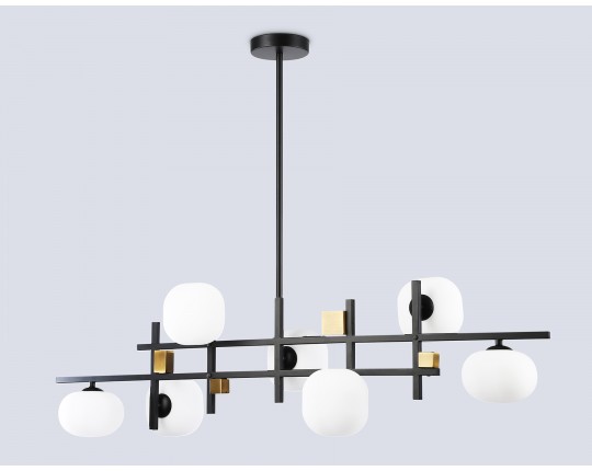  Светильник на штанге LH51017/7 BK/BS/FR черный/латунь/белый матовый G9*7 max 28W 1100*240*300