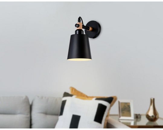  Настенный светильник со сменной лампой TR82213 BK/LW черный/светлое дерево E27 max 40W 230*130*190