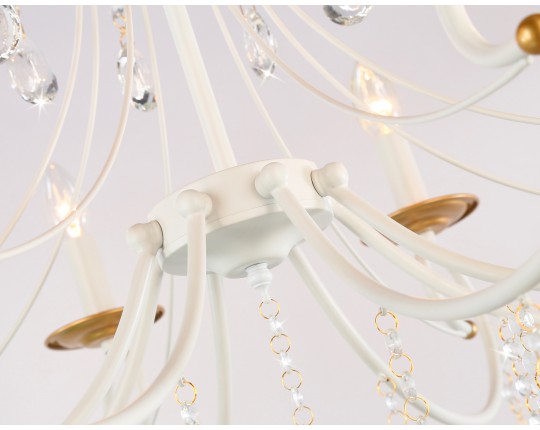  Подвесная люстра с хрусталем TR4917/8 WH/GD белый/золото E14/8 max 40W D740*930