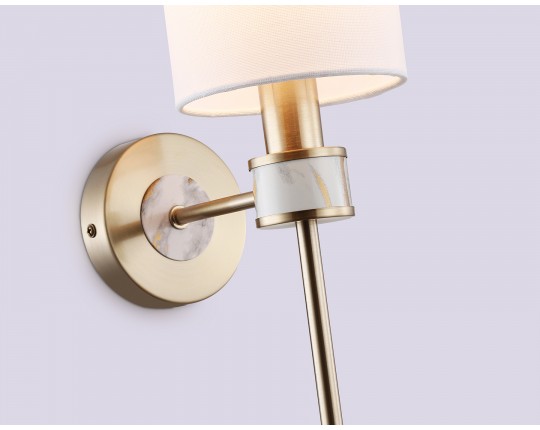  Настенный светильник с абажуром LH72375 DBS/WH темная латунь/белый E14 max 40W 190*120*370