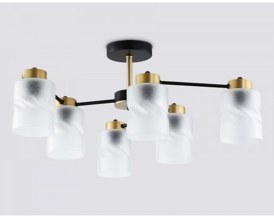  Люстра на штанге со стеклянными плафонами TR303325/6 BK/GD черный/золото E27/6 max 60W D680*270