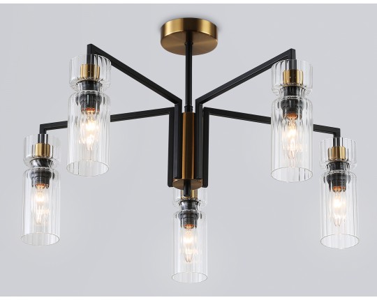  Люстра на штанге LH56113/5 BK/BS/CL черный/латунь/прозрачный E14*5 max 40W D605*350