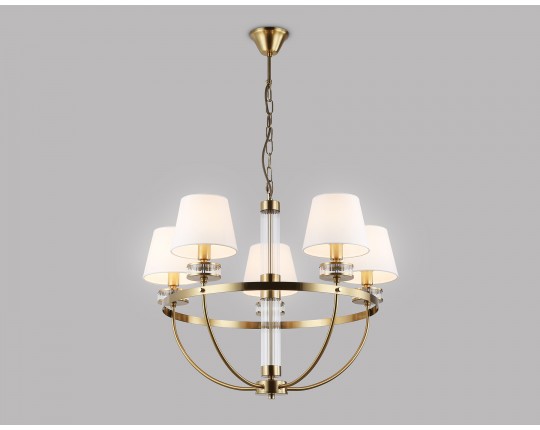  Подвесная люстра с абажурами LH71251/5 BS/WH латунь/белый E14/5 max 40W D700*990