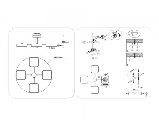  Люстра светодиодная на штанге FL4879/4 WH/WD белый/дерево 72W 3000-6000K D610*160 (без ПДУ)