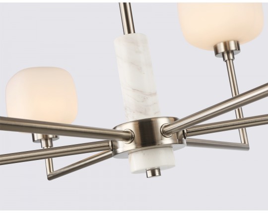 Люстра на штанге с мрамором LH53001/6 SN/FR сатин никель/белый матовый G9*6 max 40W D690*680