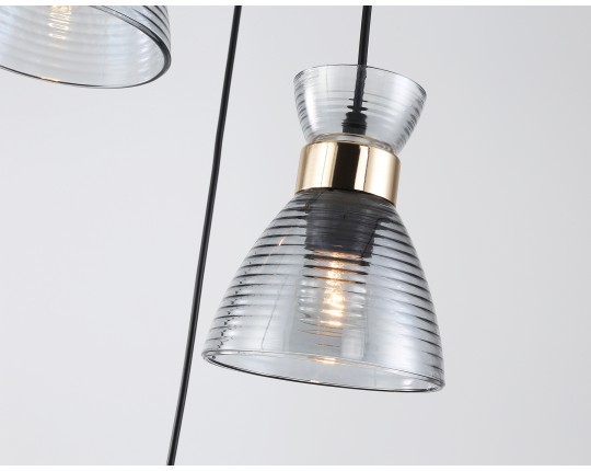  Светильник подвесной со стеклянными плафонами TR3408/3 BK/FGD/SM черный/золото/дымчатый E27/3 max 60W D345*1000