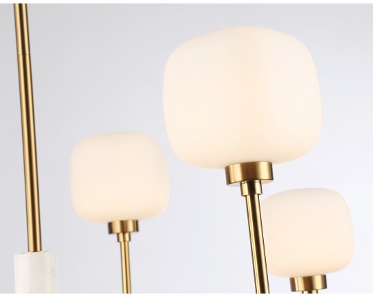  Люстра на штанге с мрамором LH53015/6 BS/FR латунь/белый матовый G9*6 max 40W D690*680