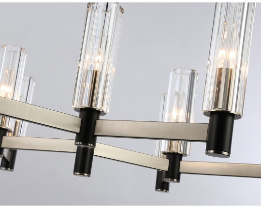  Люстра на штанге LH55503/9 SN/BK/CL сатин никель/черный/прозрачный E14*9 max 40W D760*760