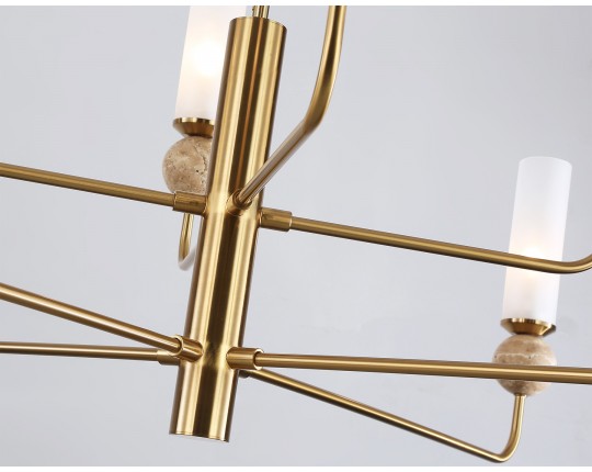  Люстра на штанге с мрамором LH53252/8 BS/FR латунь/белый матовый E14*8 max 40W D1260*1445