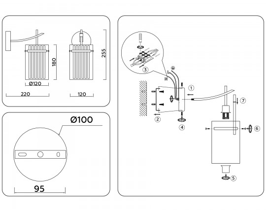  Настенный светильник LH56035 BS/CL латунь/прозрачный E14 max 40W 220*120*255