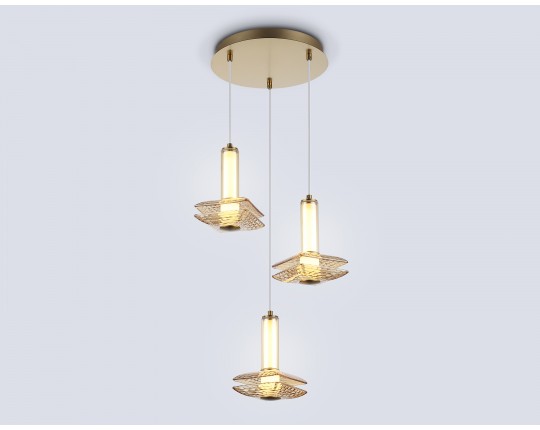  Подвесной светодиодный светильник LH31011/3 BS/TI латунь/янтарь 35W 3000K D450*1790