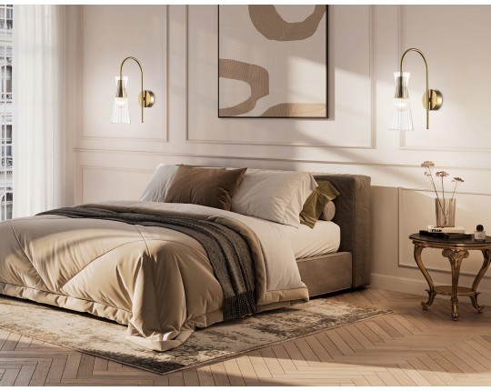  Настенный светильник LH55705 BS/CL латунь/прозрачный E14 max 40W 220*90*300