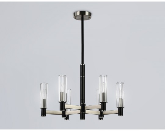  Люстра на штанге LH55501/6 SN/BK/CL сатин никель/черный/прозрачный E14*6 max 40W D570*760