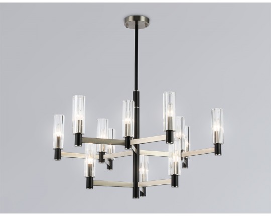  Люстра на штанге LH55505/12 SN/BK/CL сатин никель/черный/прозрачный E14*12 max 40W D860*905