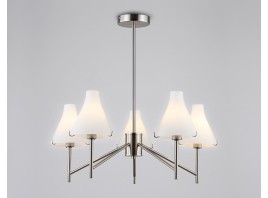  Люстра со стеклянными плафонами на штанге LH57123/5 SN/FR никель/белый матовый E14/5 max 40W D650*590