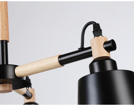  Подвесная люстра TR82206/3 BK/LW черный/светлое дерево E27/3 max 40W D560*430