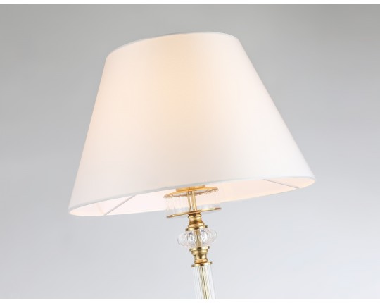  Напольный светильник с абажуром и хрусталем LH71028 BS/WH латунь/белый E27 max 60W D360*1550