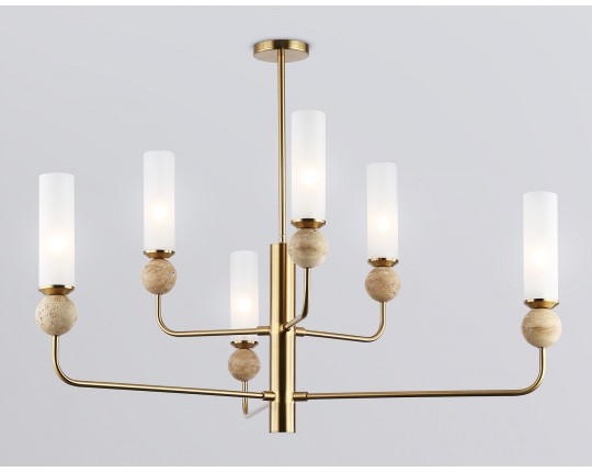  Люстра на штанге с мрамором LH53251/6 BS/FR латунь/белый матовый E14*6 max 40W D1050*1445