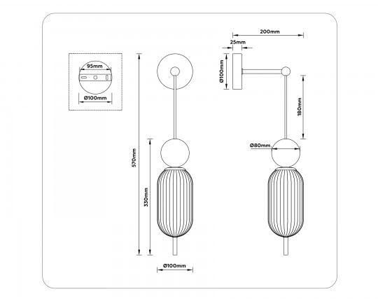  Настенный светильник со сменной лампой LH53108 BS/GR/FR латунь/серый/белый матовый G9 max 28W 100*200*570
