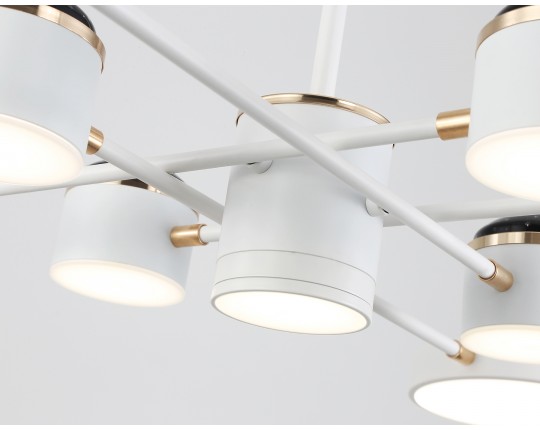  Люстра светодиодная на штанге FL51627/9+4 WH/FGD белый/золото 132W 3000-6000K D850*370 (без ПДУ)