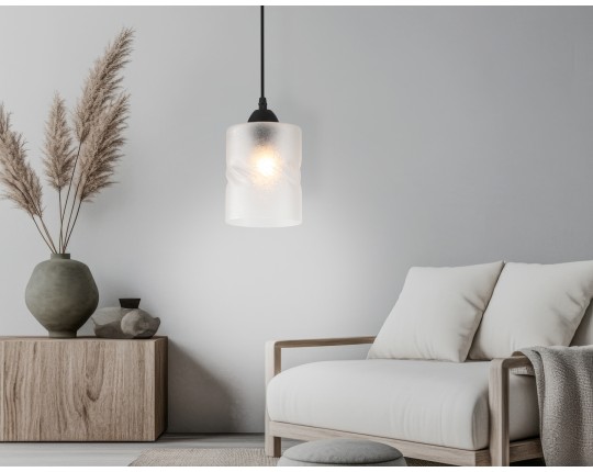  Светильник подвесной со стеклянным плафоном TR3409 BK черный E27 max 60W D120*1000