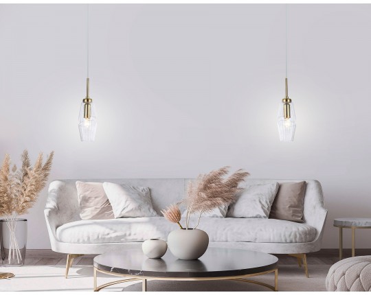  Подвесной светильник LH55208 BS/CL латунь/прозрачный E14 max 40W D80*270