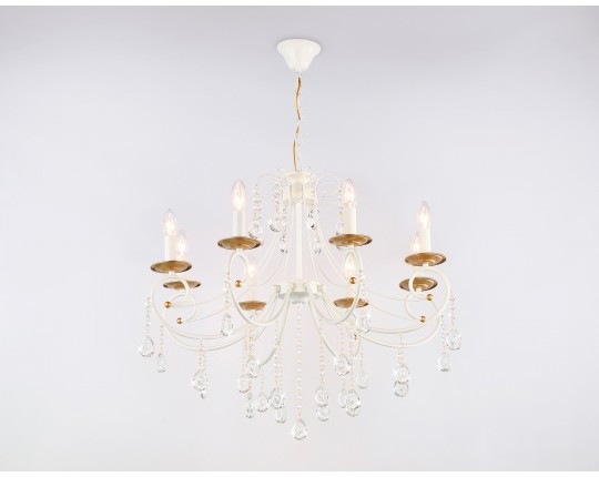  Подвесная люстра с хрусталем TR4917/8 WH/GD белый/золото E14/8 max 40W D740*930