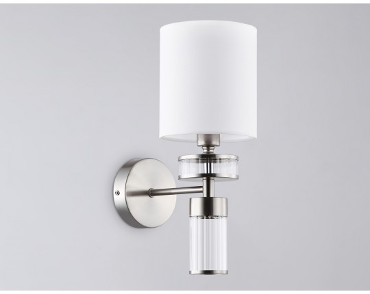  Настенный светильник с абажуром LH71295 SN/WH никель/белый E14 max 40W 210*130*340