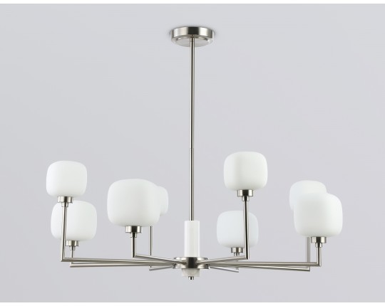  Люстра на штанге с мрамором LH53003/8 SN/FR сатин никель/белый матовый G9*8 max 40W D830*680