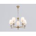  Подвесная люстра с абажурами и хрусталем LH71021/5 BS/WH латунь/белый E14*5 max 40W D670*1130