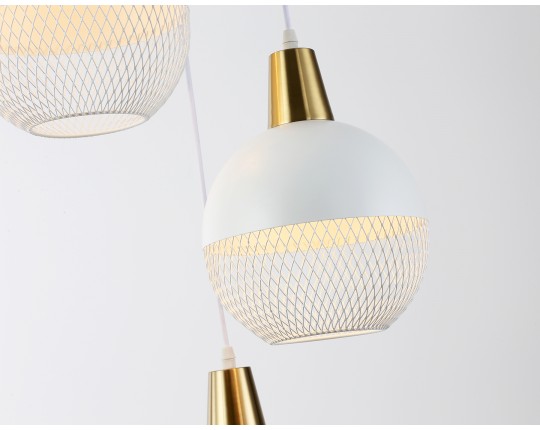  Светильник подвесной TR8503/3 WH/CP белый/медь E27/3 max 60W D410*1000