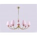  Подвесная люстра с абажуром и декором из керамики LH75025/7 GD/PI золото/розовый E14/7 max 40W D890*800