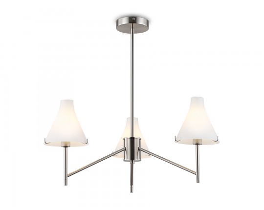  Люстра со стеклянными плафонами на штанге LH57121/3 SN/FR никель/белый матовый E14/3 max 40W D650*590