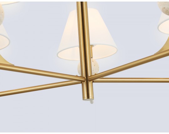  Люстра на штанге с абажурами LH75159/5 BS/FR латунь/белый матовый E14*5 max 40W D730*580