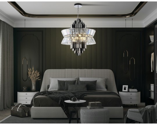  Подвесная люстра с хрусталем LH41026/18 BK/CL черный/прозрачный E14*18 max 40W D700*750