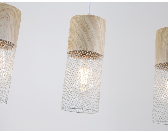  Светильник подвесной TR8499/3 WH/WD белый/дерево E27/3 max 60W 550*100*1000