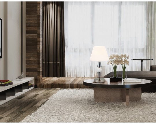  Настольная лампа с абажуром LH75262 SN/FR сатин никель/белый матовый E14 max 40W D260*470