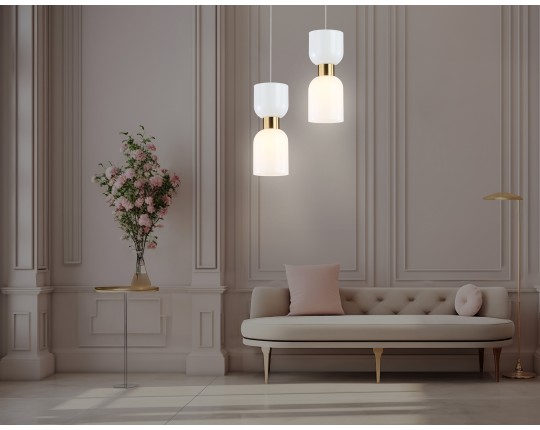  Подвесной светильник LH56091 BS/FR латунь/белый матовый E14 max 60W D120*1500