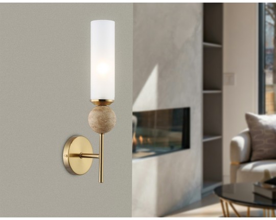  Настенный светильник с мрамором LH53254 BS/FR латунь/белый матовый E14 max 40W 110*100*400