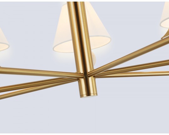  Люстра на штанге с абажурами LH75162/7 BS/FR латунь/белый матовый E14*7 max 40W D890*580