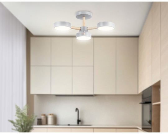  Подвесной светодиодный светильник с пультом FL4822/3 GR серый 3000K-6400K 40W D580*160 (ПДУ ИК)