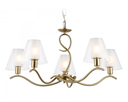  Подвесная люстра со стеклянными плафонами LH57091/5 BS/FR латунь/белый матовый E14/5 max 40W D690*790