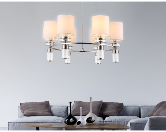  Подвесная люстра с абажурами LH71291/6 SN/WH никель/белый E14/6 max 40W D680*730