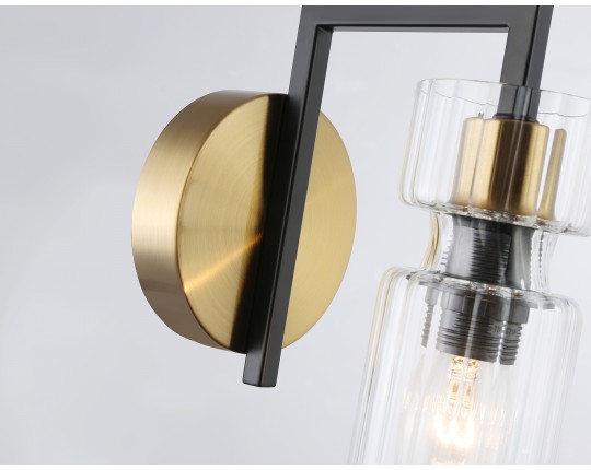  Настенный светильник LH56119 BK/BS/CL черный/латунь/прозрачный E14 max 40W 150*100*210